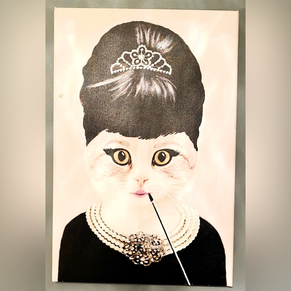 Audrey Hepburn Cat by Coco De Paris-Wrapped Canvas Graphic Art.